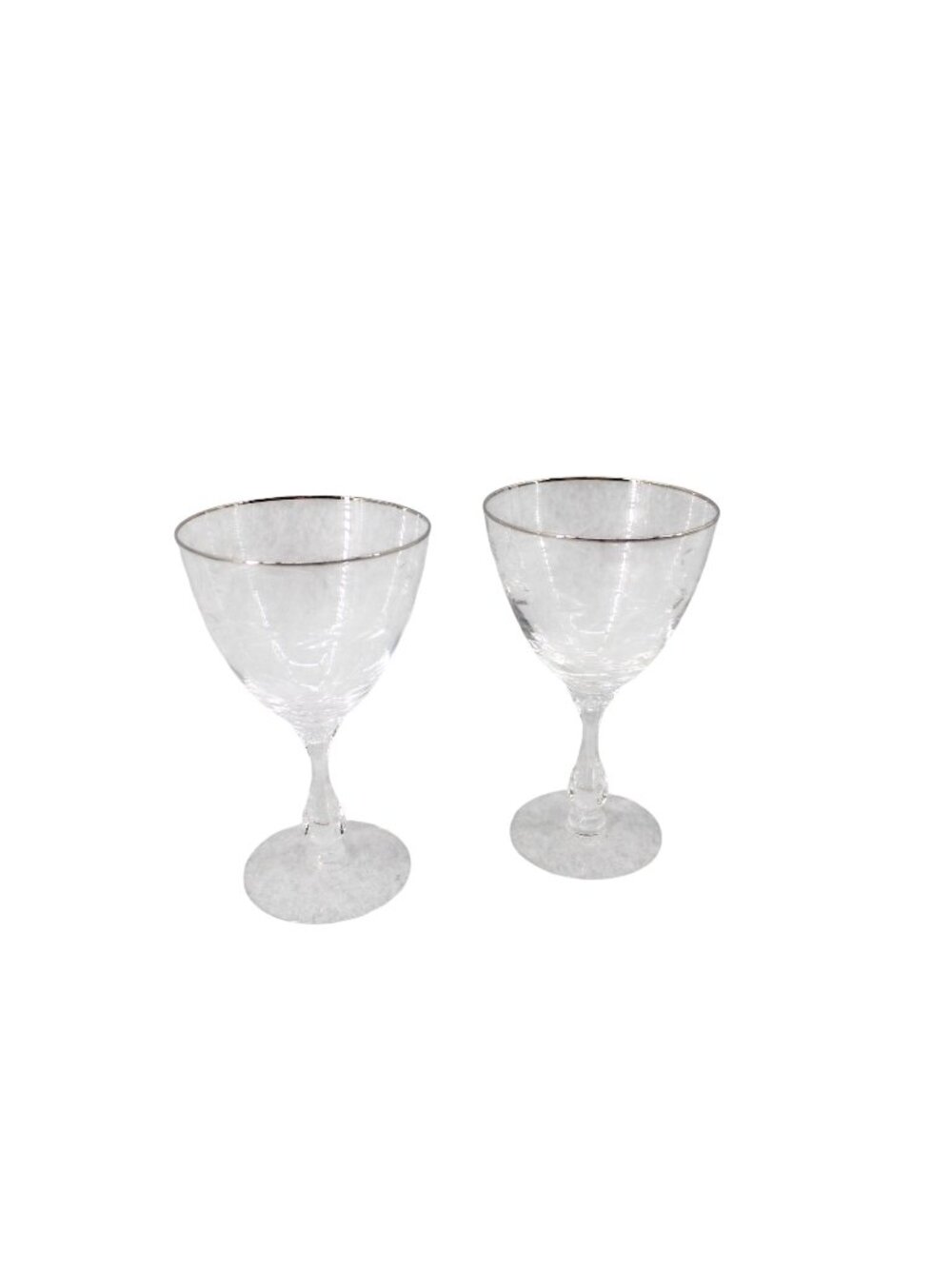 2 Tiffin Silver Rim Edged Goblet Clear Vintage 94838